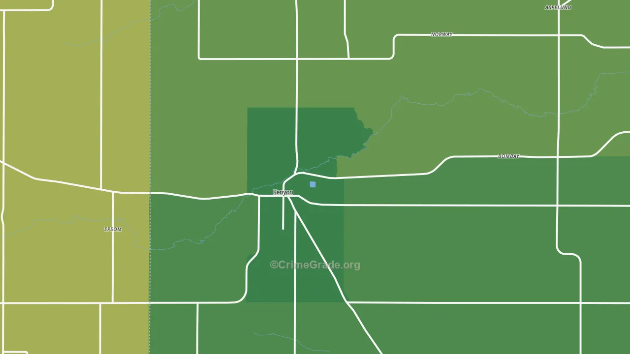 Kenyon, MN Map of Vehicle Theft Rates