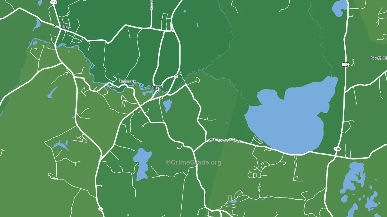 Kenyon, RI Map of Vehicle Theft Rates