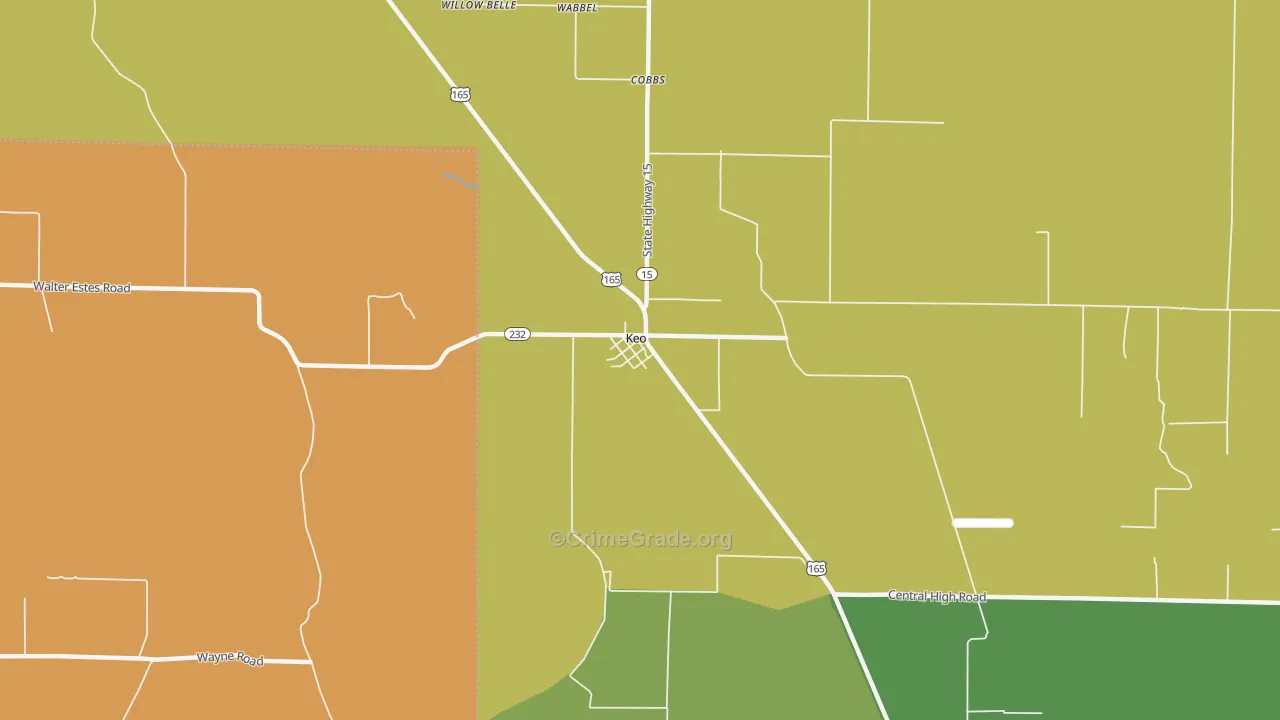 Keo, AR Map of Vehicle Theft Rates