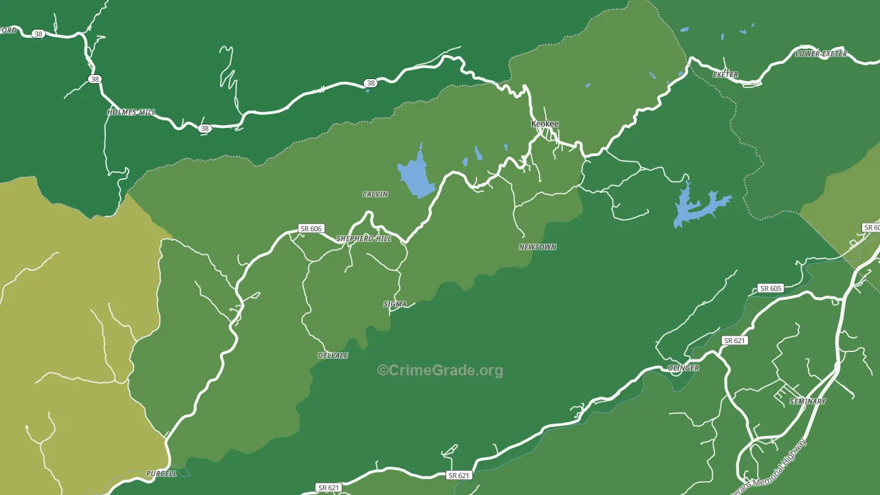 Keokee, VA Map of Vehicle Theft Rates