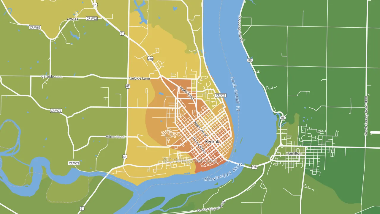 Keokuk, IA Map of Vehicle Theft Rates