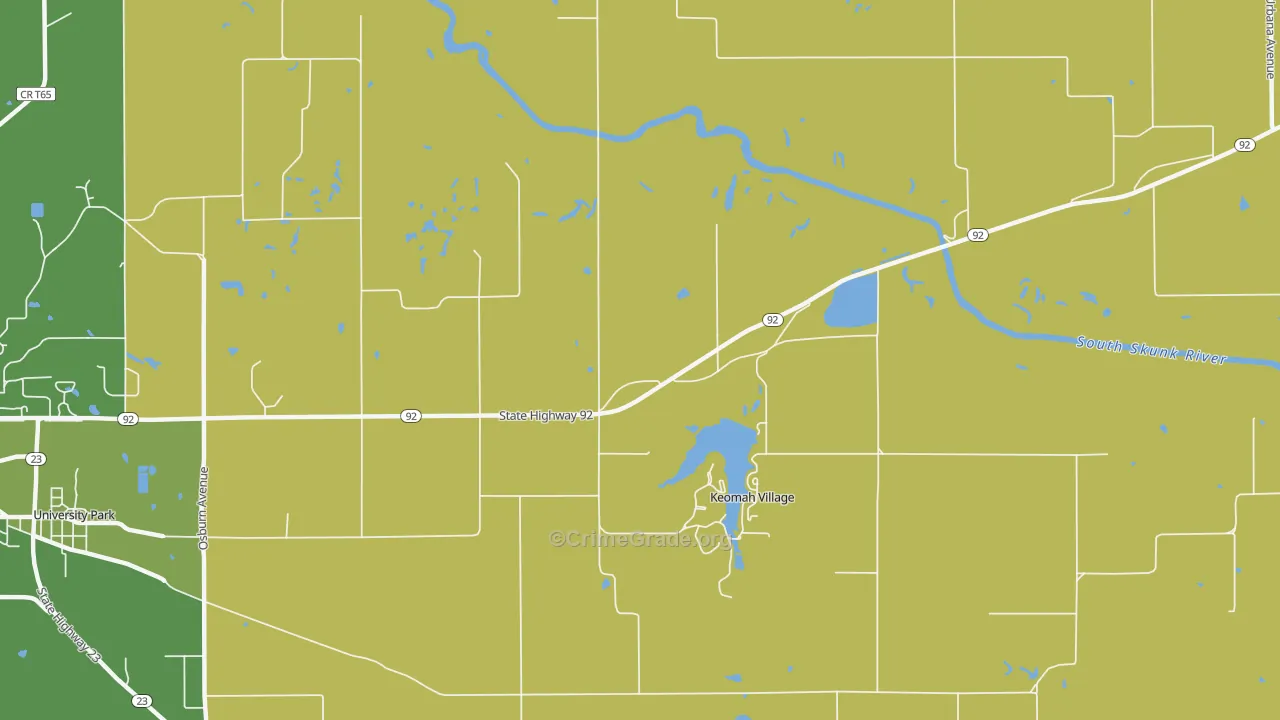 Keomah Village, IA Map of Vehicle Theft Rates