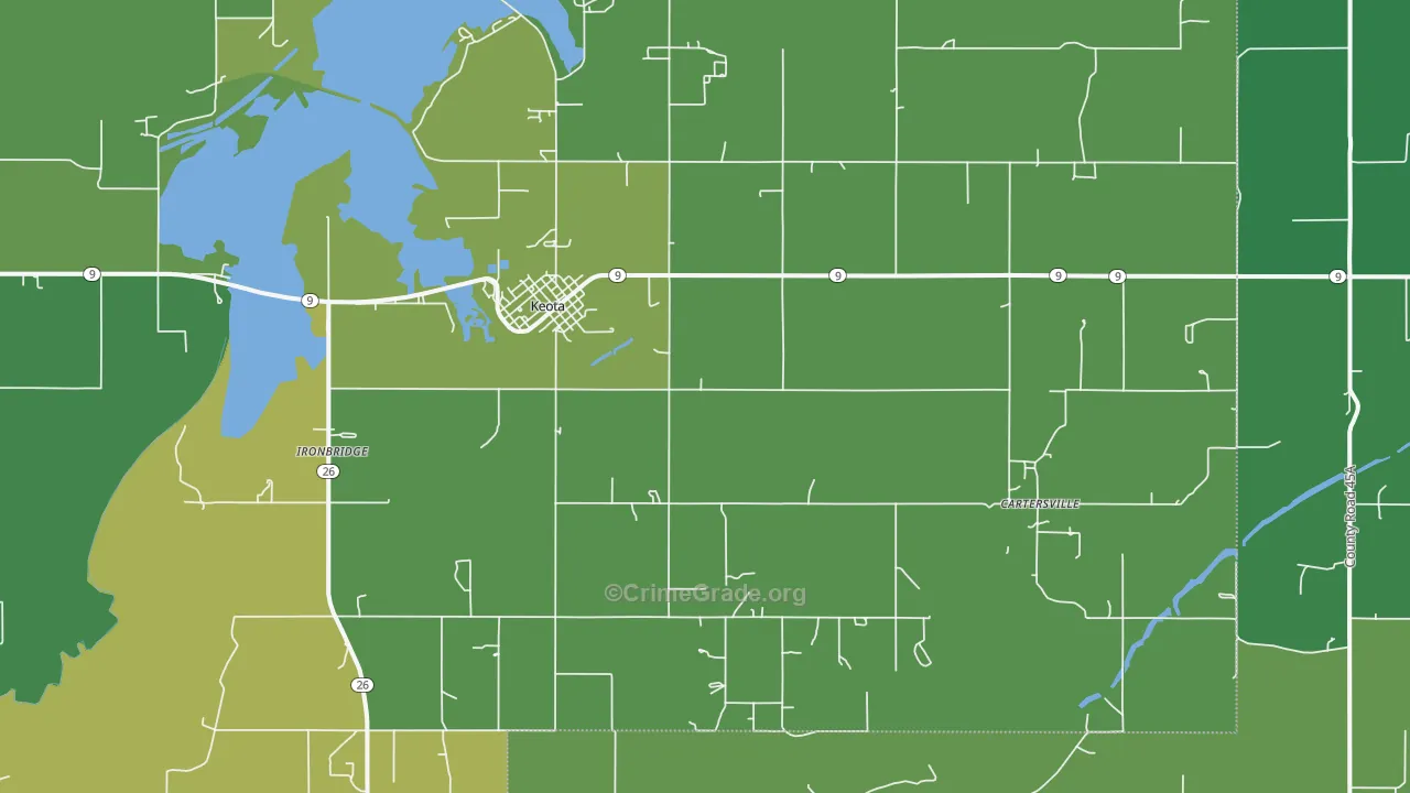 Keota, OK Map of Vehicle Theft Rates