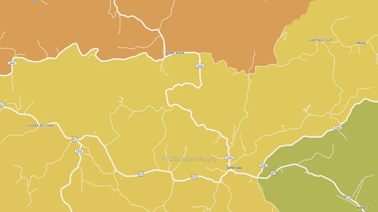 Kerby Knob, KY Map of Vehicle Theft Rates