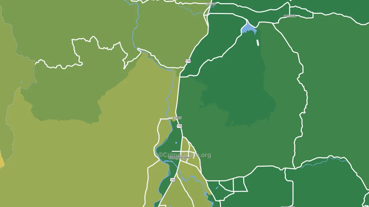 Kerby, OR Map of Vehicle Theft Rates