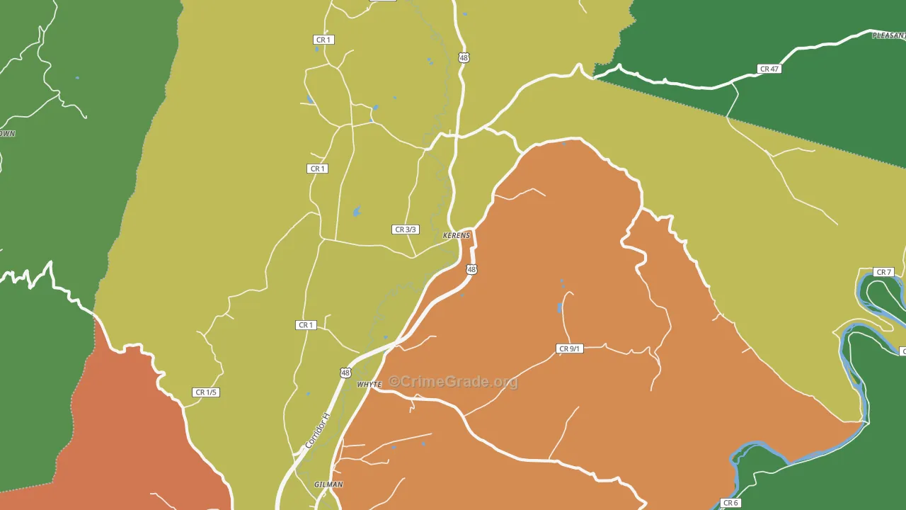 Kerens, WV Map of Vehicle Theft Rates