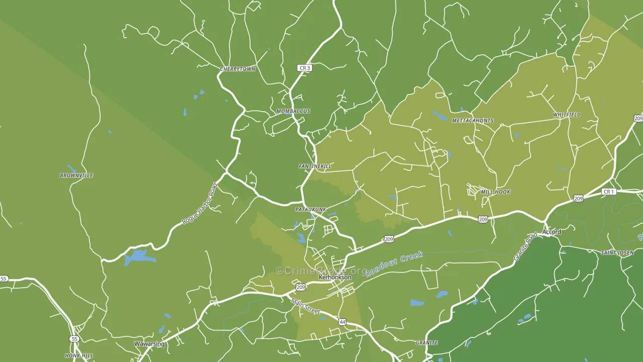 Kerhonkson, NY Map of Vehicle Theft Rates