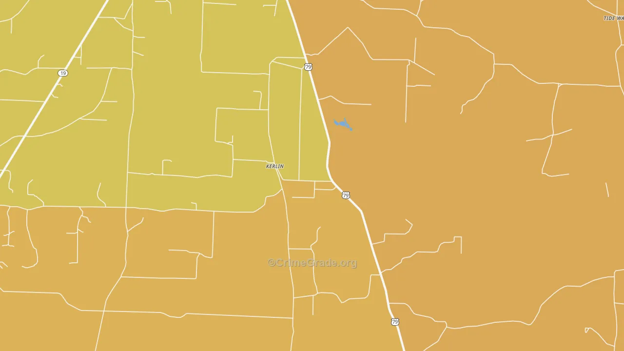 Kerlin, AR Map of Vehicle Theft Rates