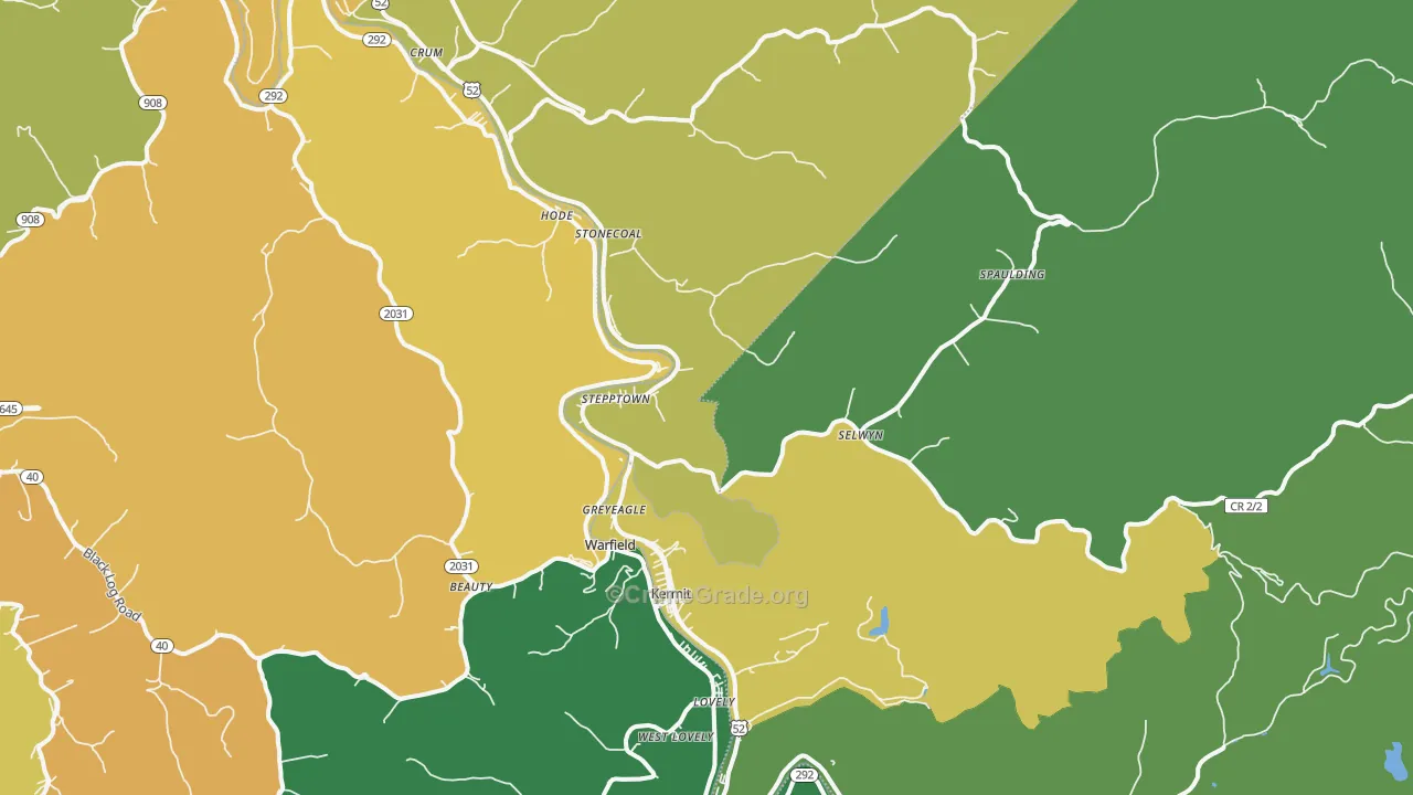 Kermit, WV Map of Vehicle Theft Rates