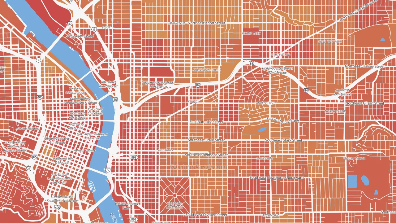 Kerns, Portland, OR Map of Vehicle Theft Rates