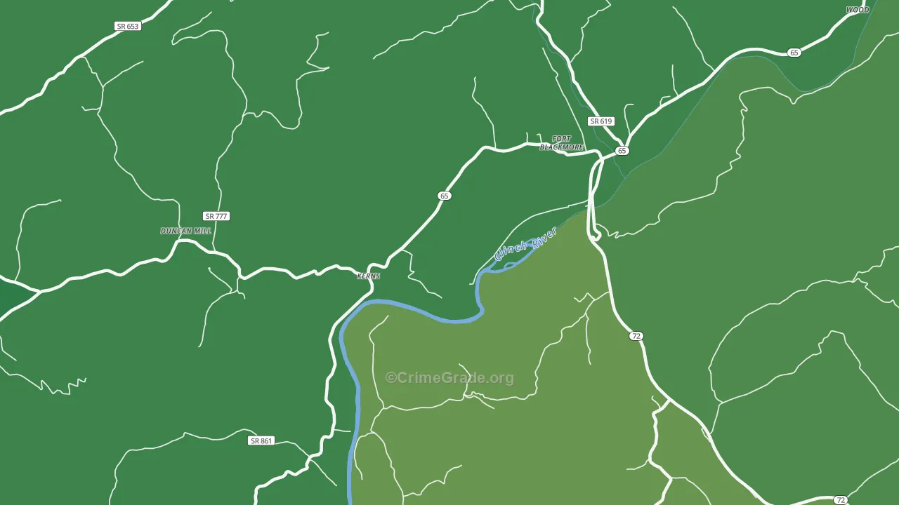 Kerns, VA Map of Vehicle Theft Rates