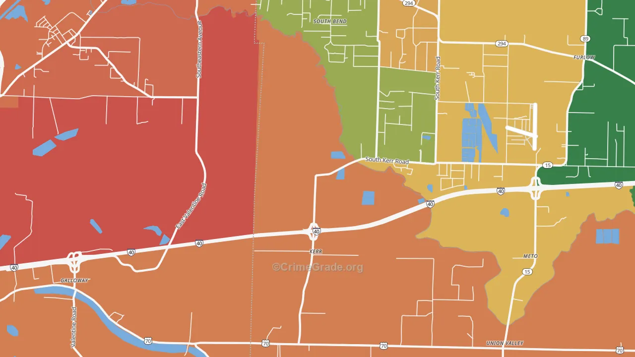 Kerr, AR Map of Vehicle Theft Rates