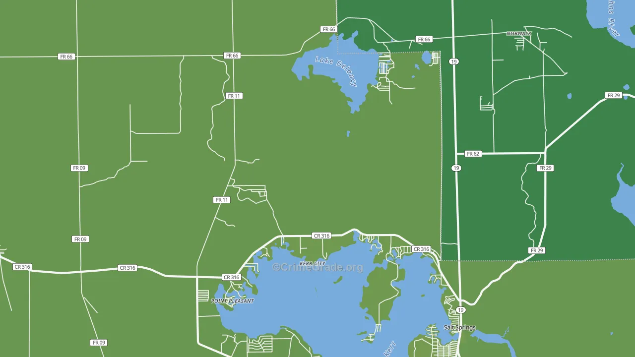 Kerr City, FL Map of Vehicle Theft Rates