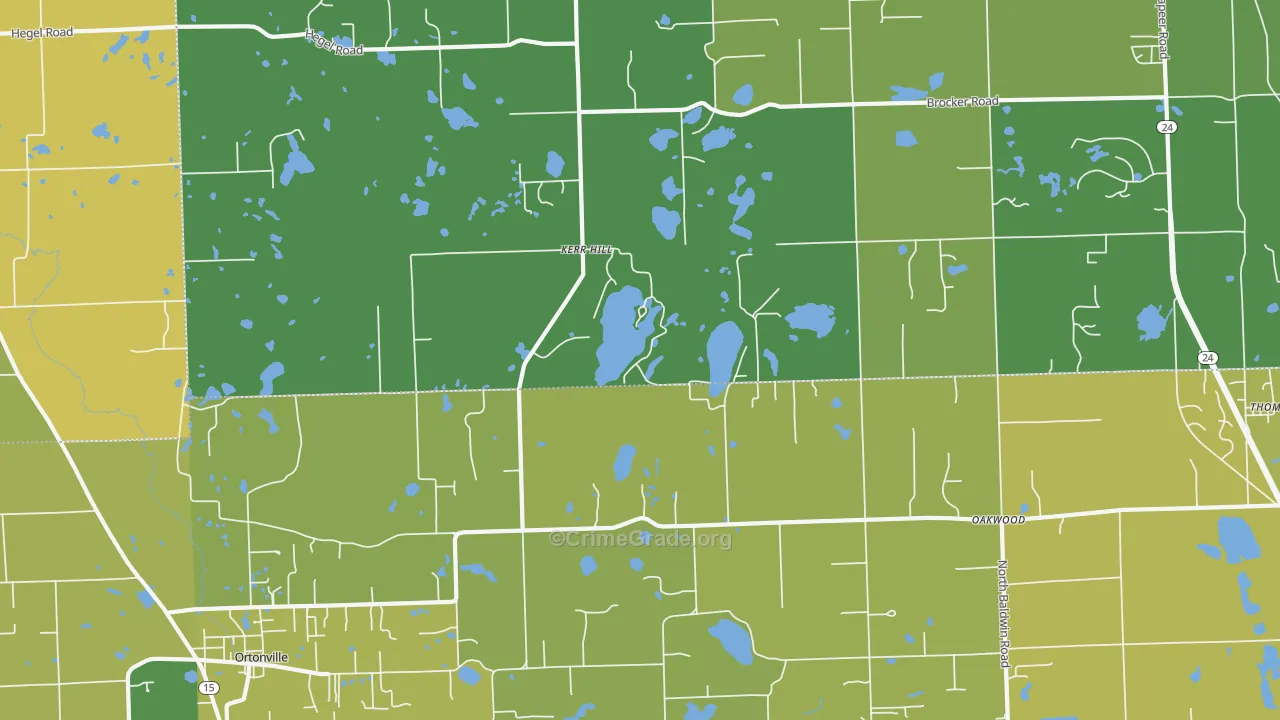 Kerr Hill, MI Map of Vehicle Theft Rates