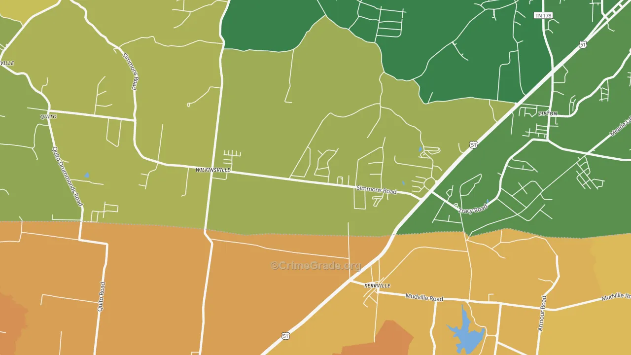 Kerrville, TN Map of Vehicle Theft Rates