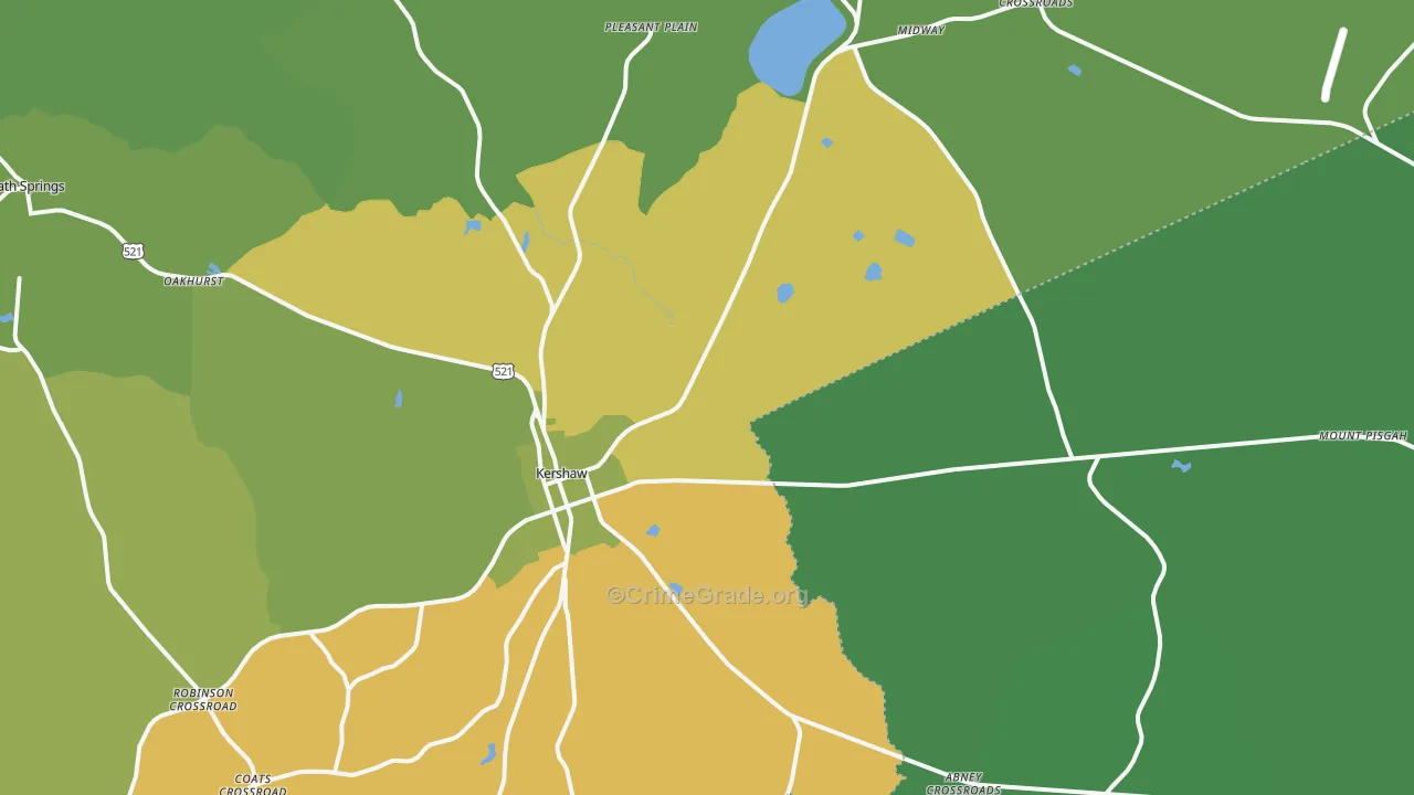Kershaw, SC Map of Vehicle Theft Rates