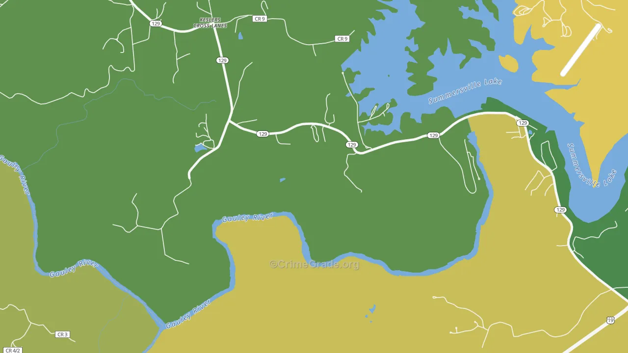 Keslers Cross Lanes, WV Map of Vehicle Theft Rates