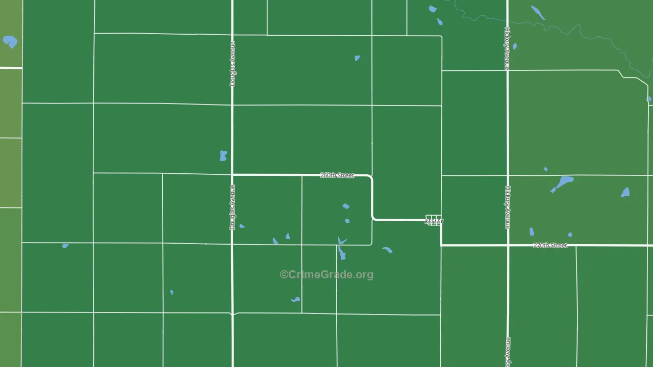 Kesley, IA Map of Vehicle Theft Rates