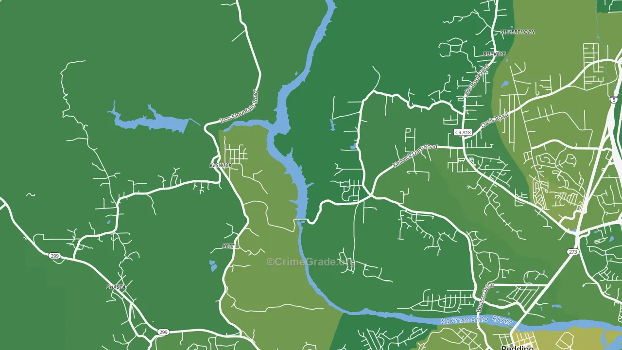 Keswick, CA Map of Vehicle Theft Rates