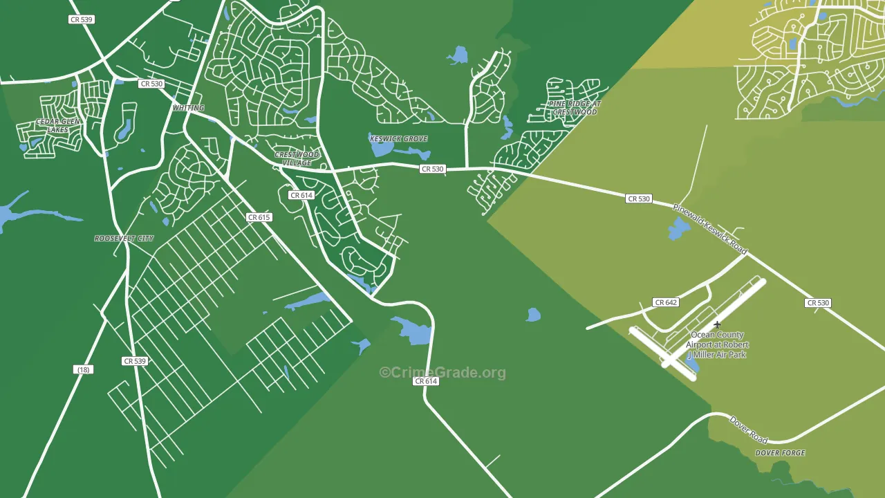 Keswick Grove, NJ Map of Vehicle Theft Rates