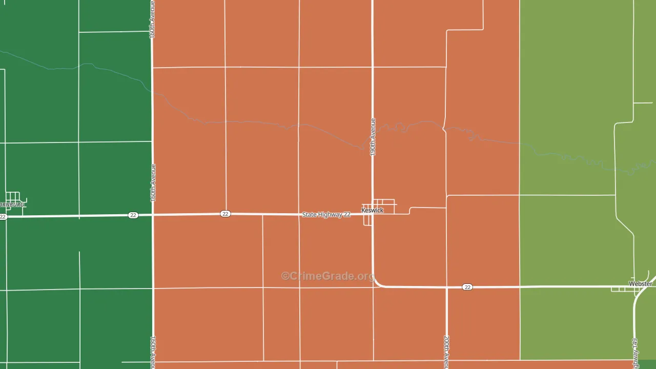 Keswick, IA Map of Vehicle Theft Rates
