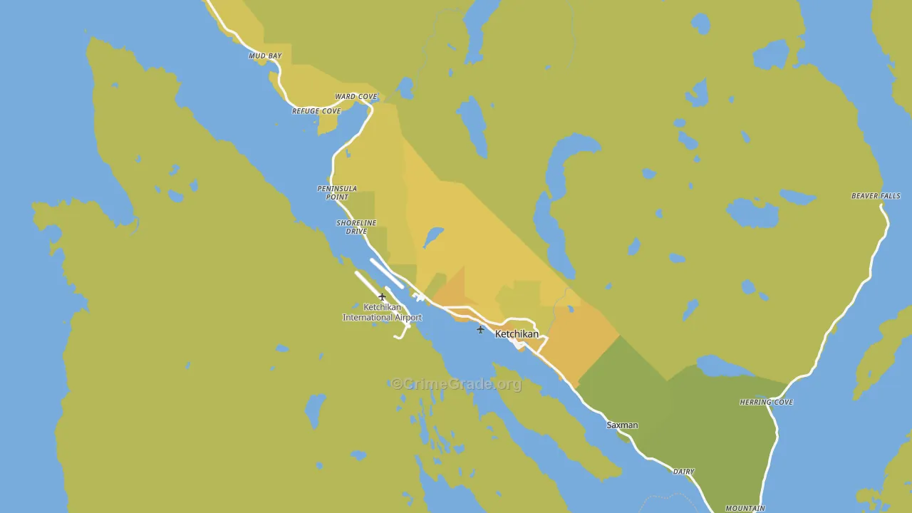 Ketchikan, AK Map of Vehicle Theft Rates