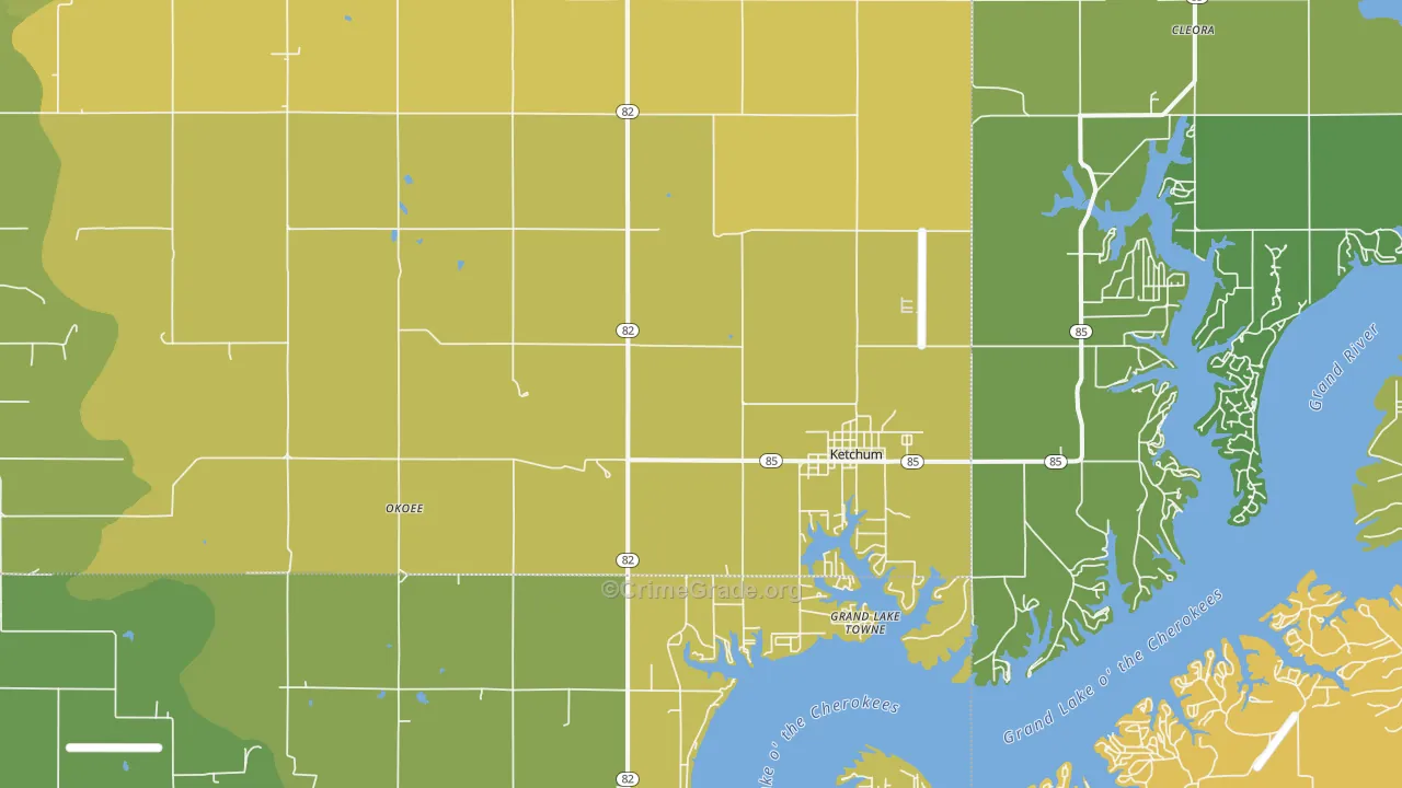 Ketchum, OK Map of Vehicle Theft Rates