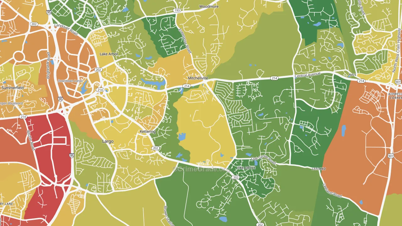 Kettering, MD Map of Vehicle Theft Rates