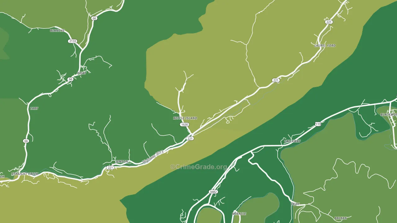 Kettle Island, KY Map of Vehicle Theft Rates