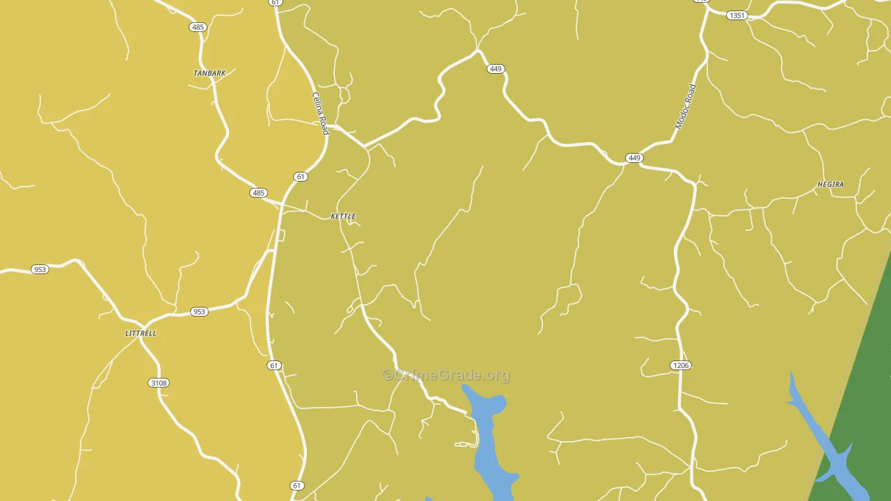 Kettle, KY Map of Vehicle Theft Rates