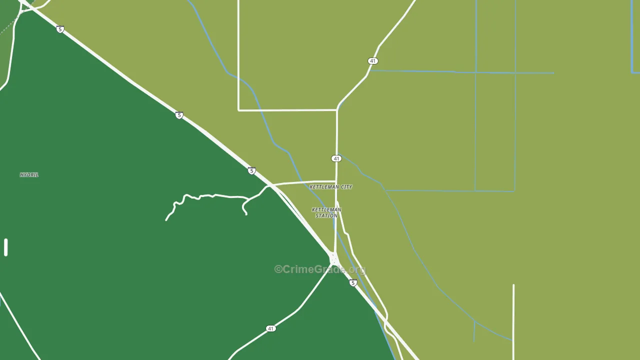 Kettleman City, CA Map of Vehicle Theft Rates