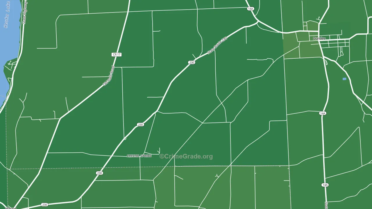 Keuka, NY Map of Vehicle Theft Rates