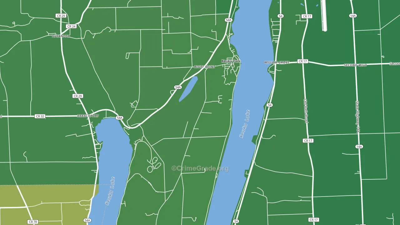 Keuka Park, NY Map of Vehicle Theft Rates