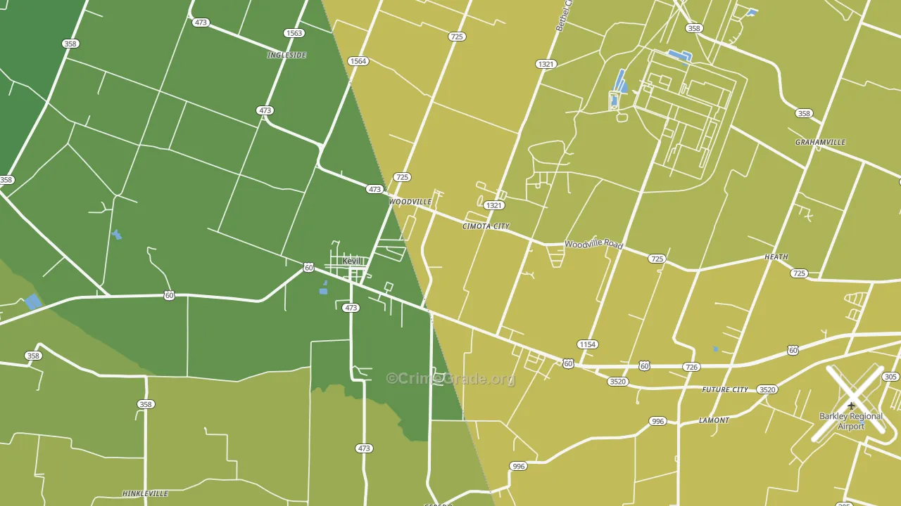 Kevil, KY Map of Vehicle Theft Rates