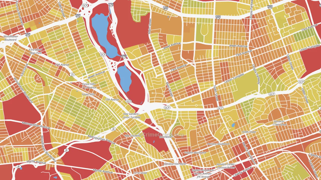 Kew Ggardens, Queens, NY Map of Vehicle Theft Rates