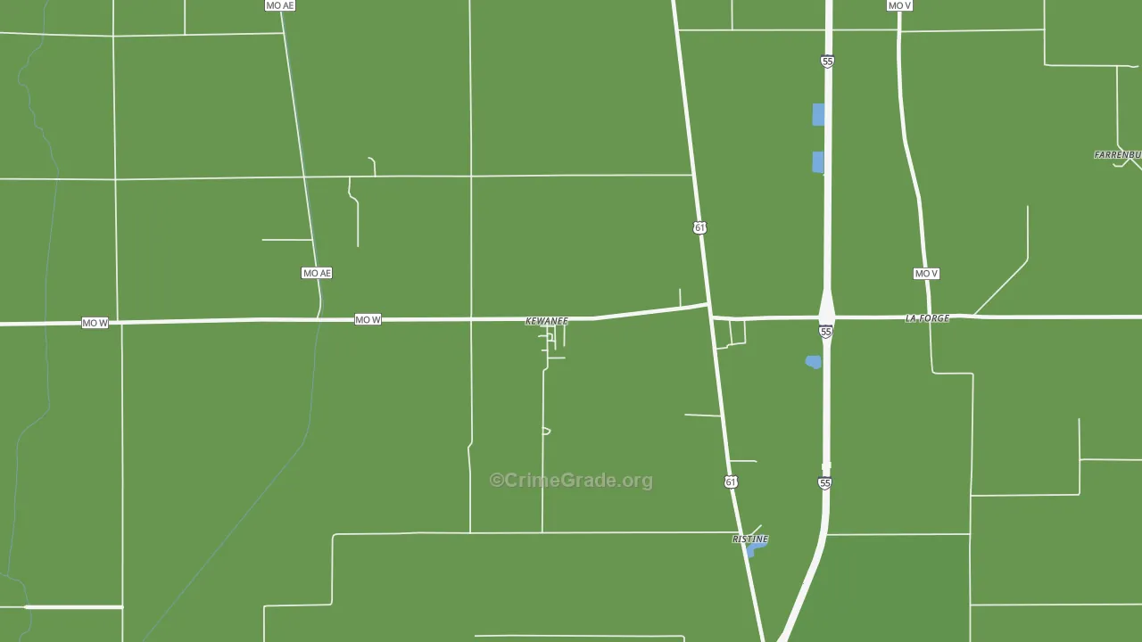 Kewanee, MO Map of Vehicle Theft Rates