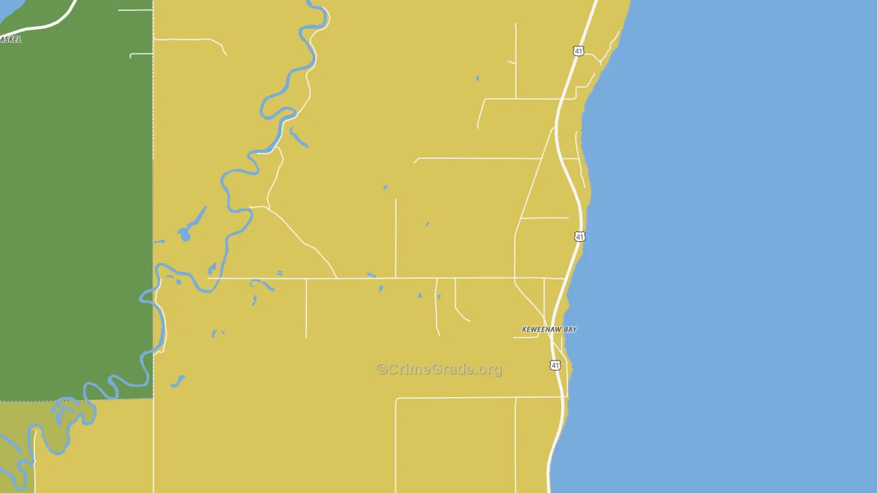 Keweenaw Bay, MI Map of Vehicle Theft Rates