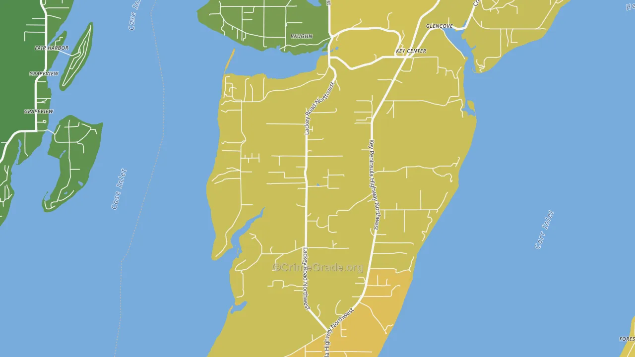 Key Center, WA Map of Vehicle Theft Rates