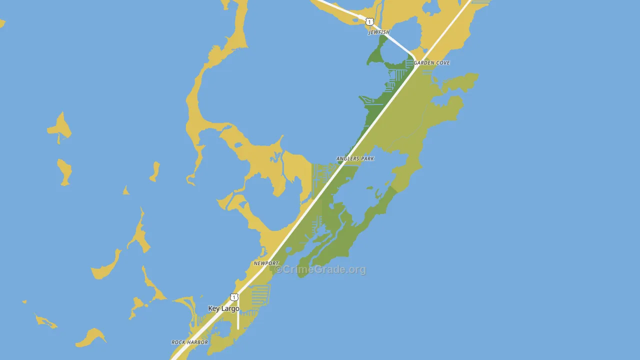 Key Largo, FL Map of Vehicle Theft Rates