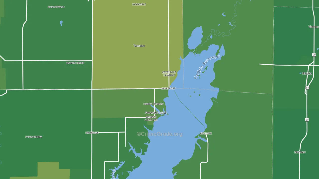 Keyesport, IL Map of Vehicle Theft Rates