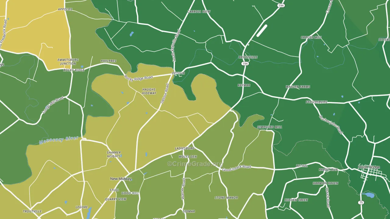 Keymar, MD Map of Vehicle Theft Rates