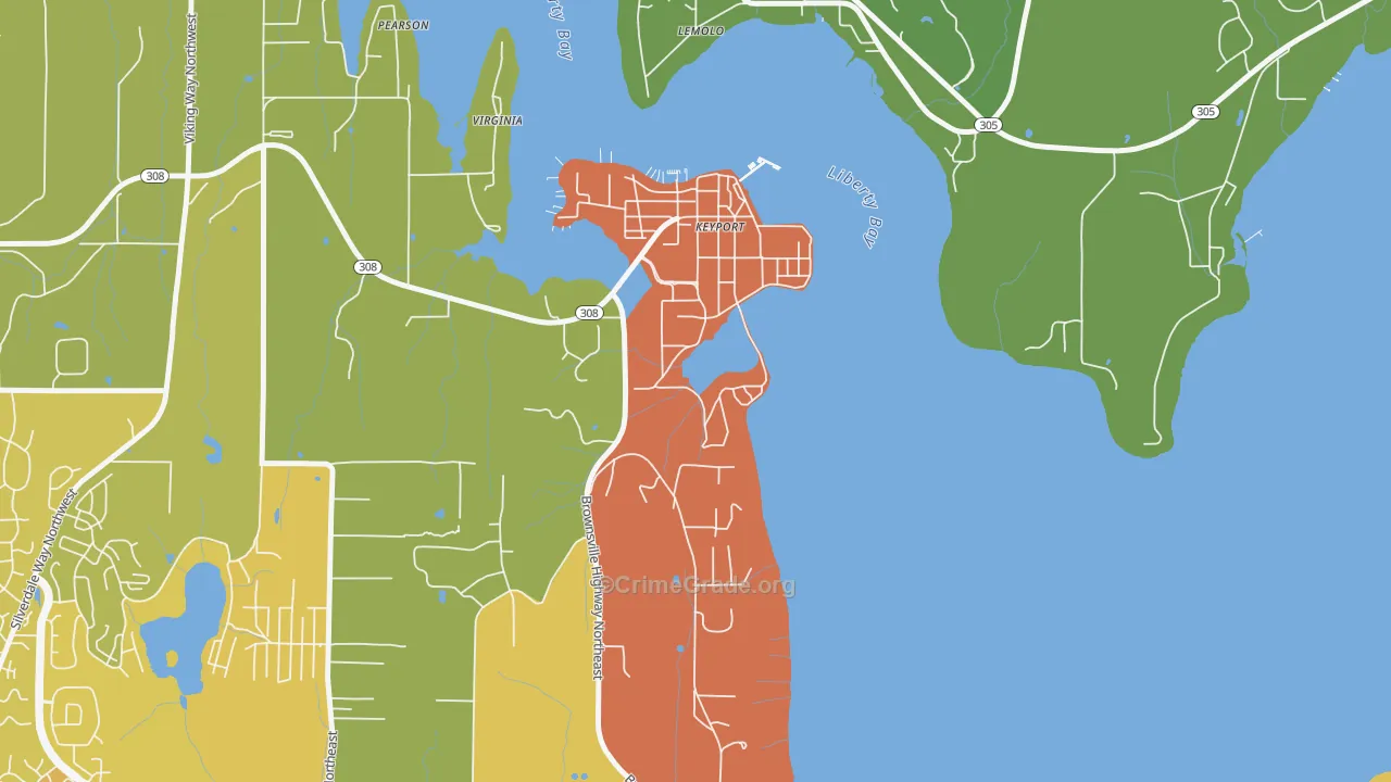 Keyport, WA Map of Vehicle Theft Rates