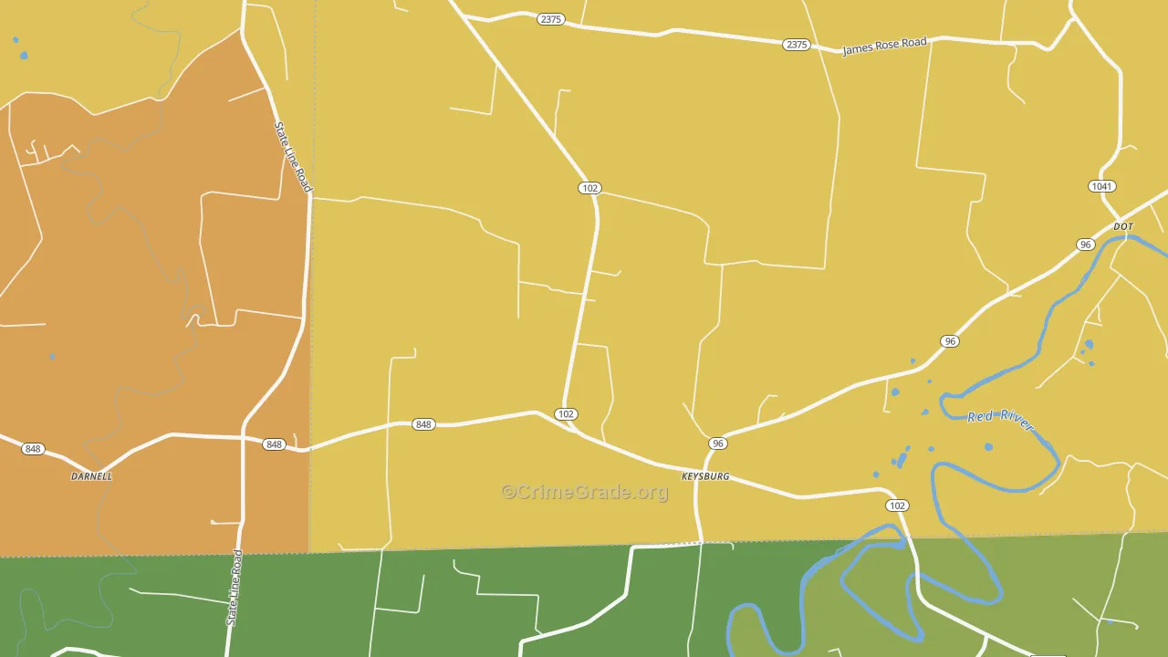 Keysburg, KY Map of Vehicle Theft Rates