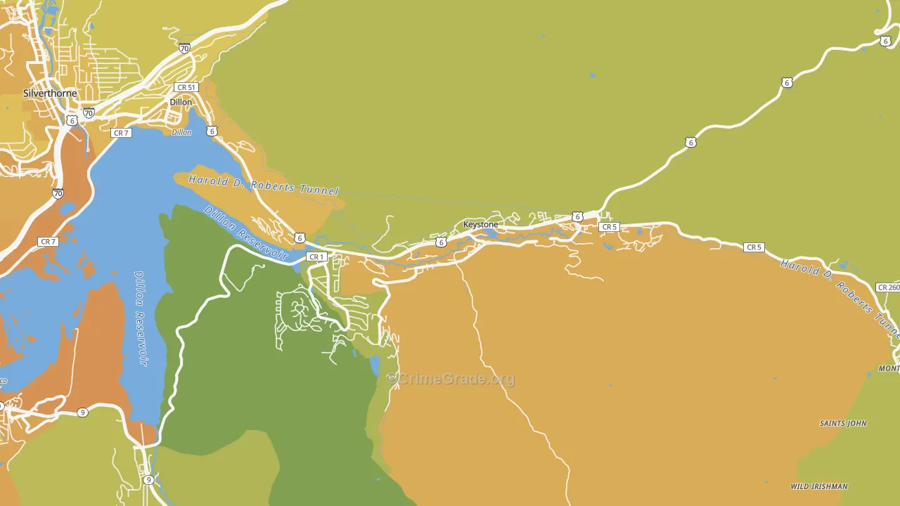 Keystone, CO Map of Vehicle Theft Rates