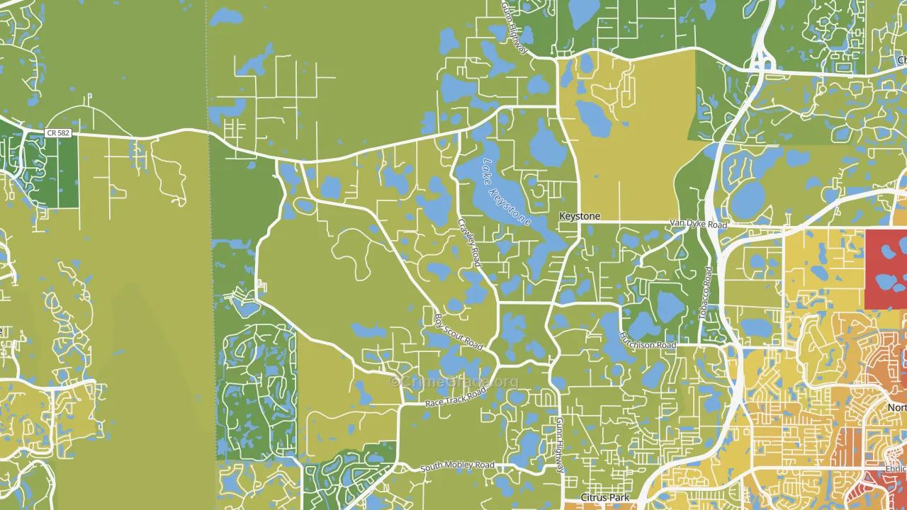 Keystone, FL Map of Vehicle Theft Rates