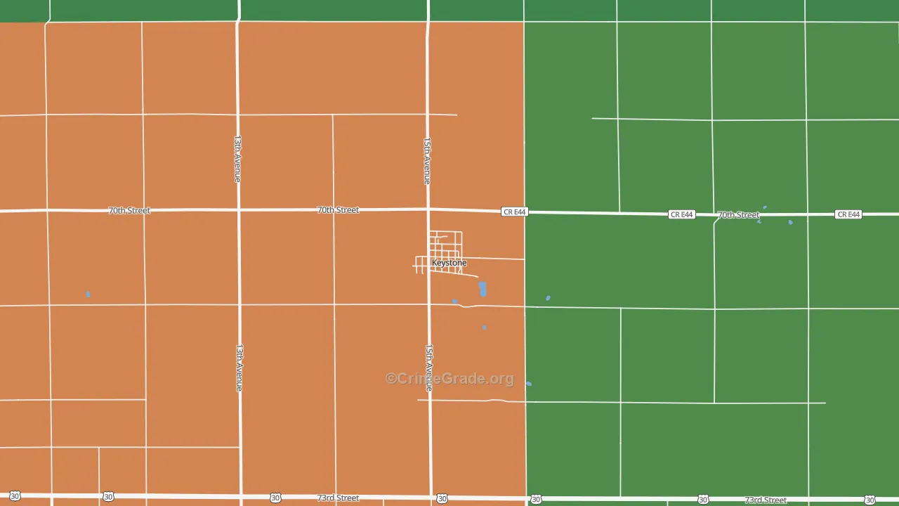 Keystone, IA Map of Vehicle Theft Rates