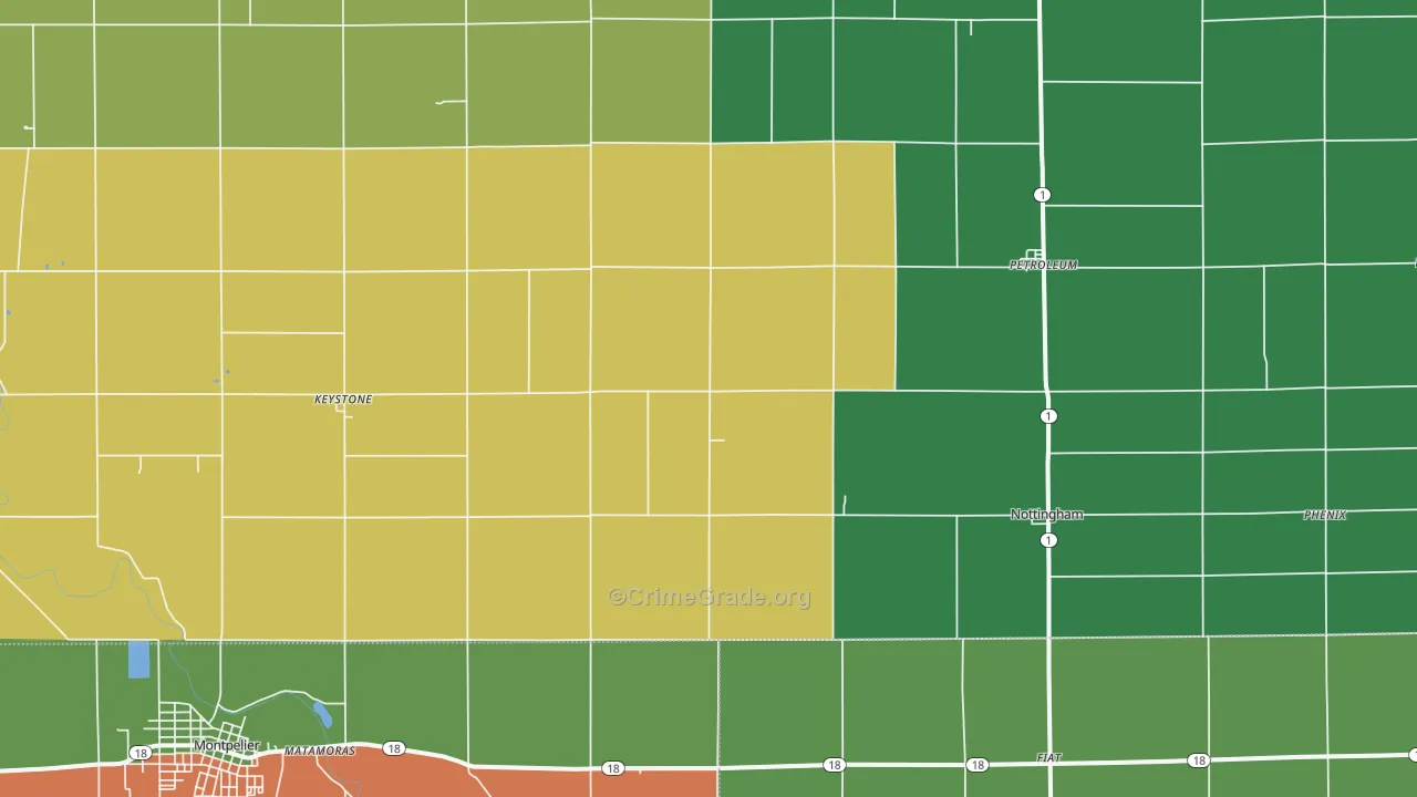Keystone, IN Map of Vehicle Theft Rates