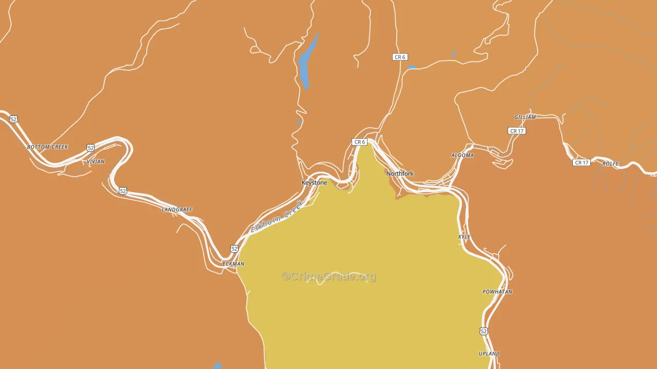 Keystone, WV Map of Vehicle Theft Rates