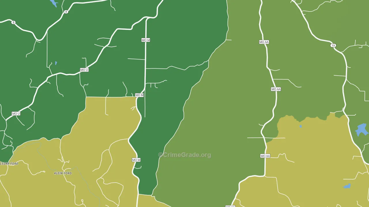 Keysville, MO Map of Vehicle Theft Rates