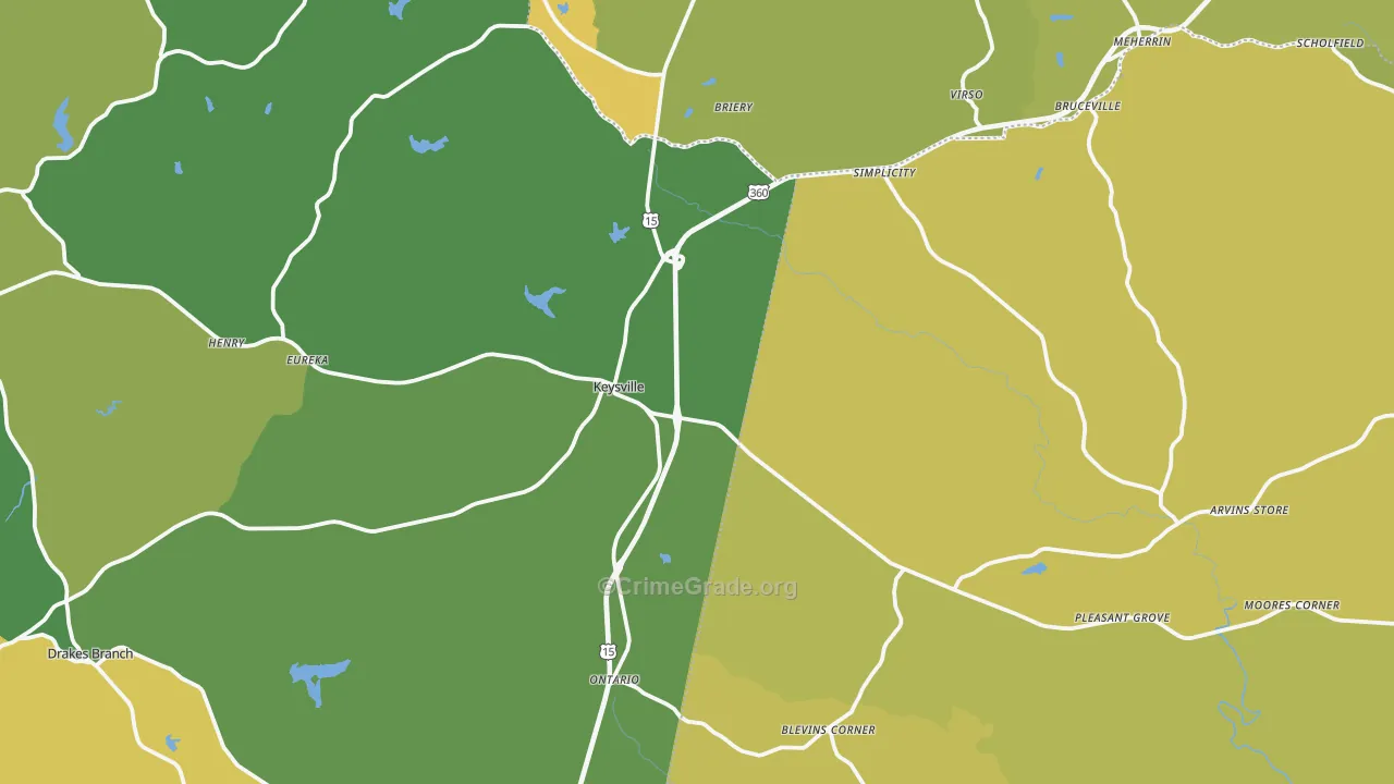 Keysville, VA Map of Vehicle Theft Rates